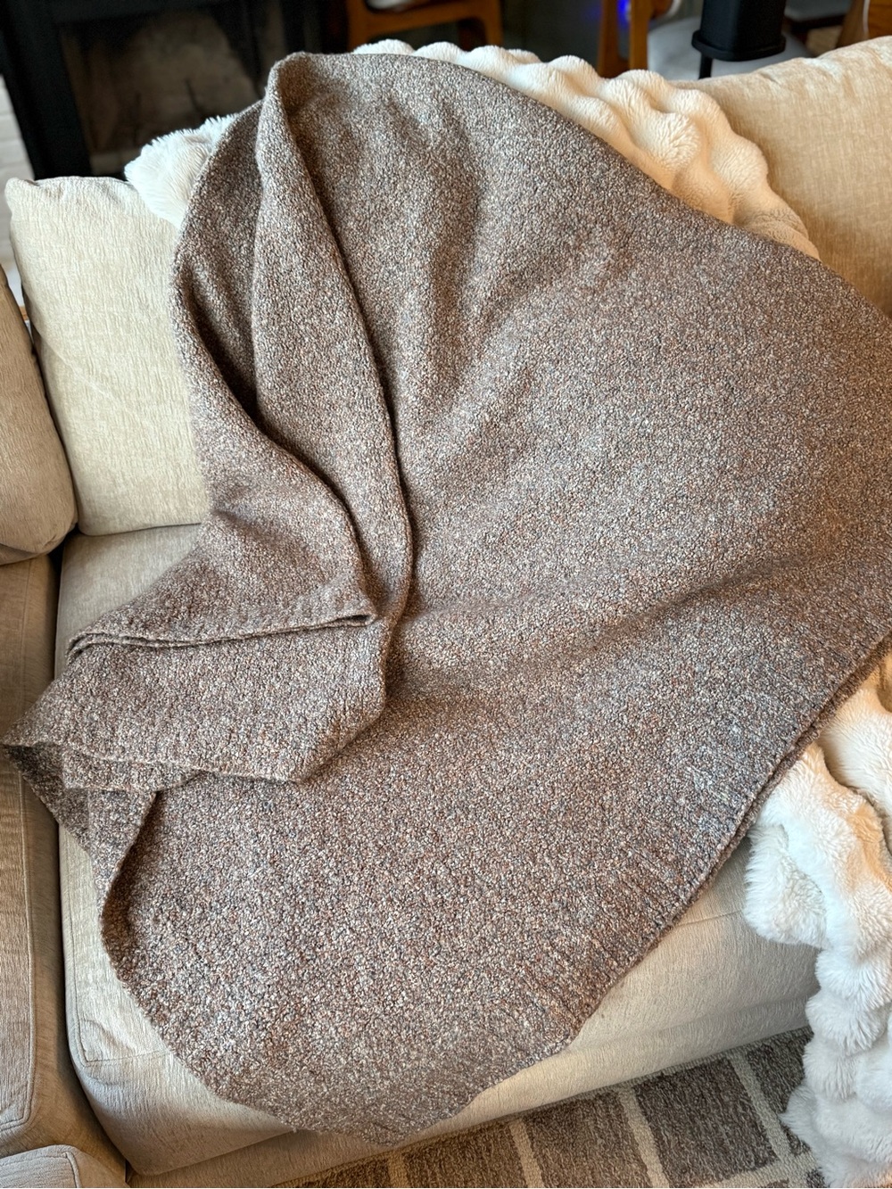 Casaluna Cozy Brown/Multicolored Bouclé Throw Blanket